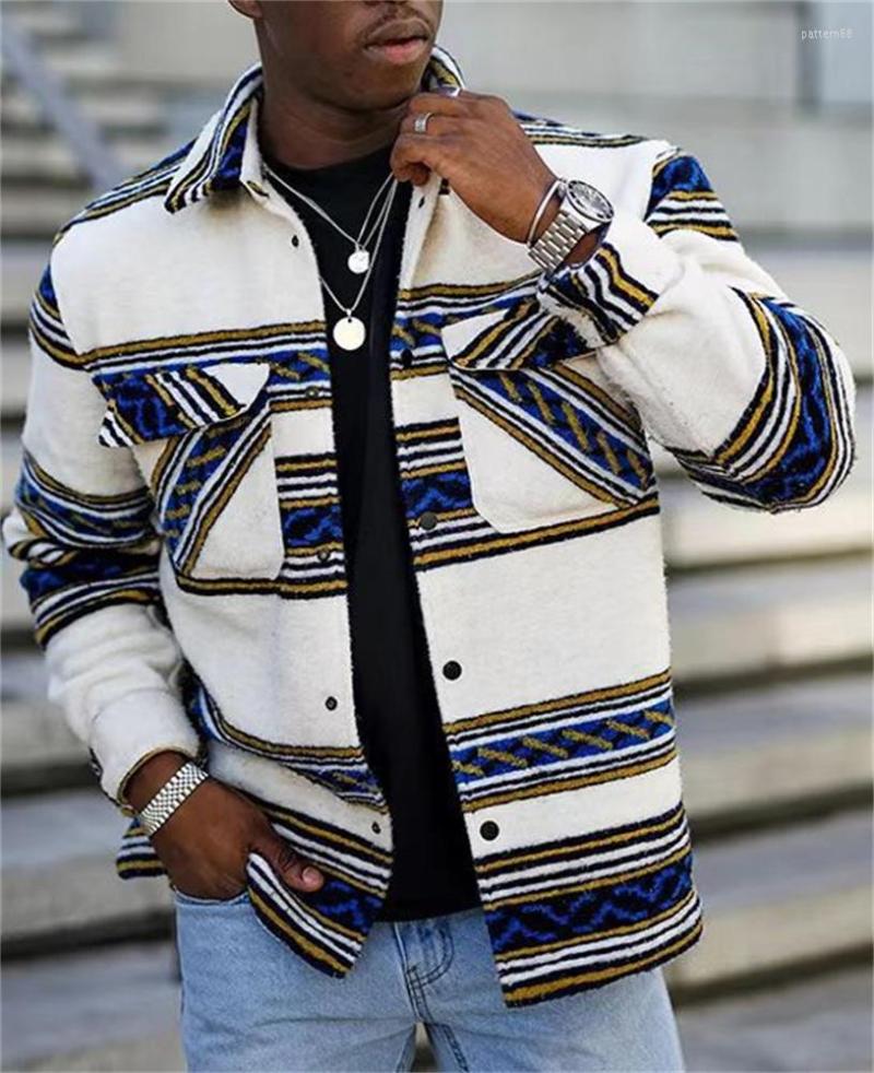 

Men' Jackets 2023 European And American Spring Men' 3D Print Stripe Single-row Button Cardigan Casual Jacket Style