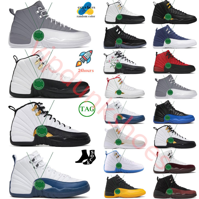 

Game Royal Stealth University Gold Triple Black 12s Basketball Shoes Jumpman Men 12 Utility Grind Hyper blue Playoffs Royalty Trainers Sneakers outdoor size40-47, Color#11