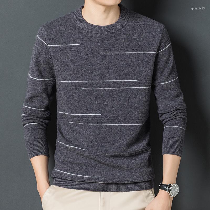 

Men's Sweaters Winter Men's Round Neck All-wool Sweater Warm Bottoming Shirt, Wine