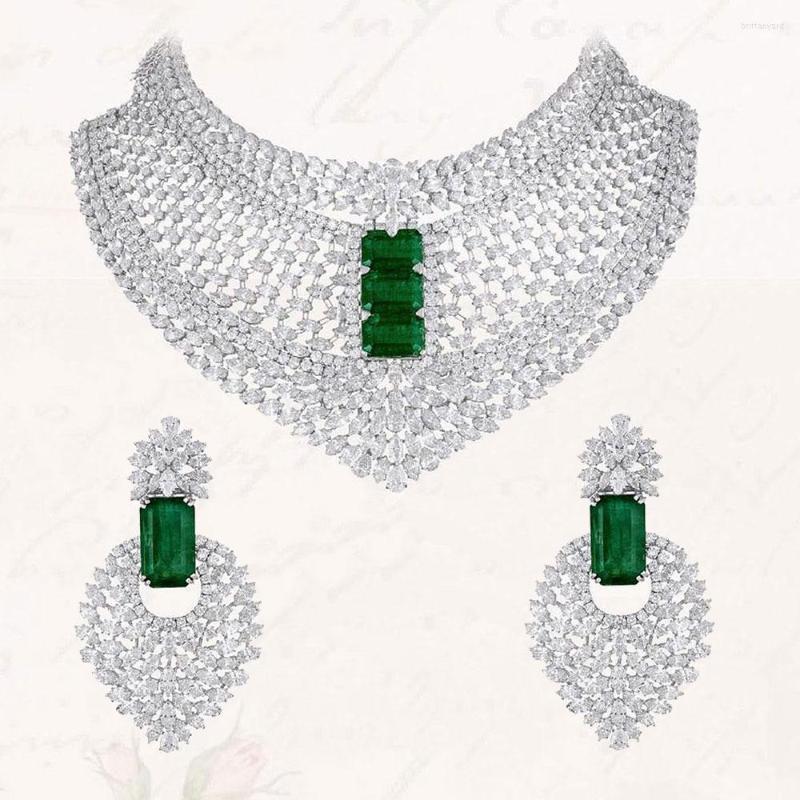 

Necklace Earrings Set Jimbora Super Luxury Chokers 4PC Statement African/ For Women Wedding Nigerian Party Jewelry, Picture shown