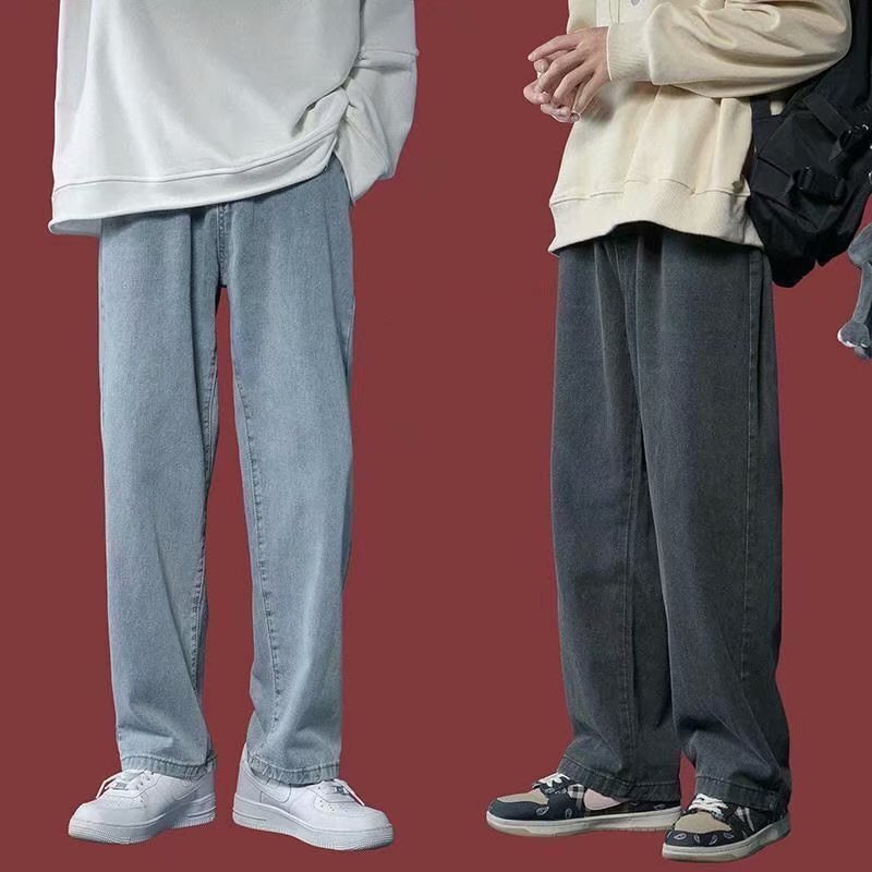 

Men's Jeans Spring Streetwear Baggy Men Korean Fashion Loose Straight Wide Leg Pants Male Brand Clothing Black Light Blue 230509, Wathet