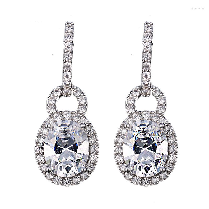 

Stud Earrings Bettyue Brand Fashion Charm Three Colors Cubic Zircon Oval Shape Jewelry For Women Florid Wedding Party Gift
