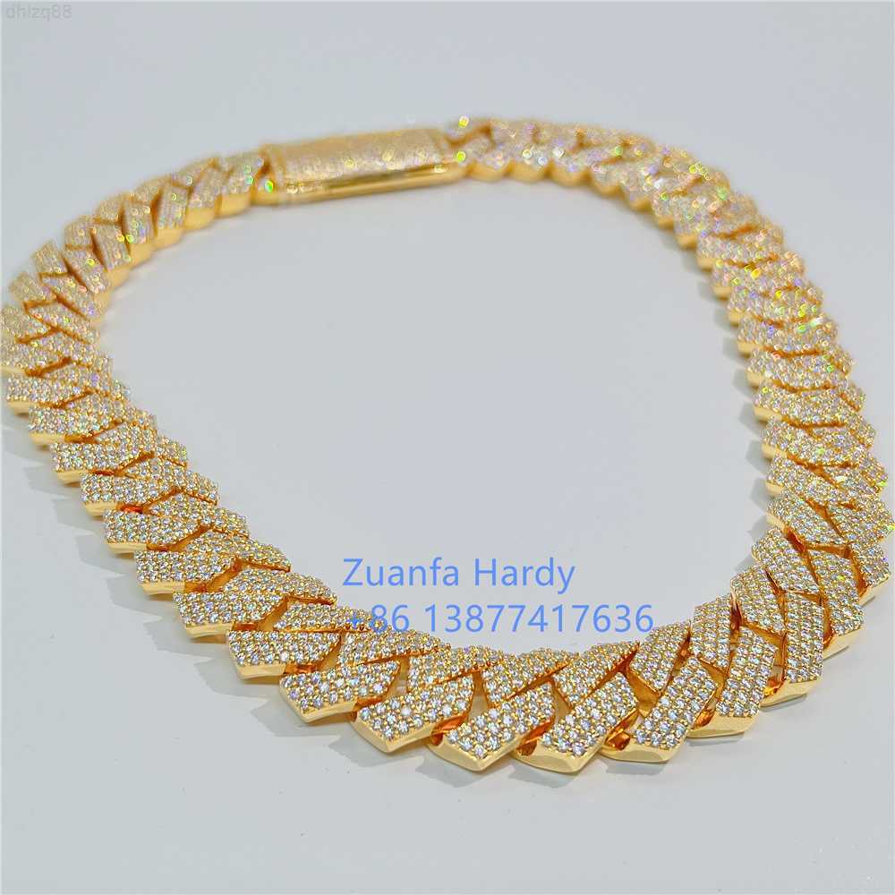

Shining Bling Chain Heavy Thick Jewelry 20mm 20 Inches 3 Rows Vvs Moissanite Iced Out Mens Cuban Chain Necklace
