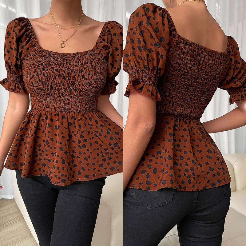 

Women's T Shirts Leopard Print Crop Top Womens Sexy V-neck Collar Color Casual Blouse Female Fold Tank Tops Ladies Beach 2023 Drop, Khaki
