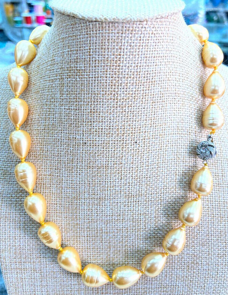 

Chains 12x17mm Yellow Shell Pearl Drop Beads Jewelry Necklace 18"