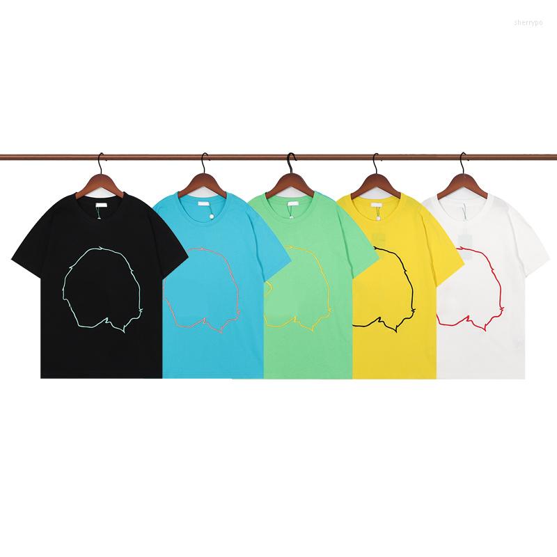 

Women' T Shirts 23SS Trend Double Yarn Material Candy Color Short-sleeved Seiko Embroidered Beauty Head T-shirt, Black