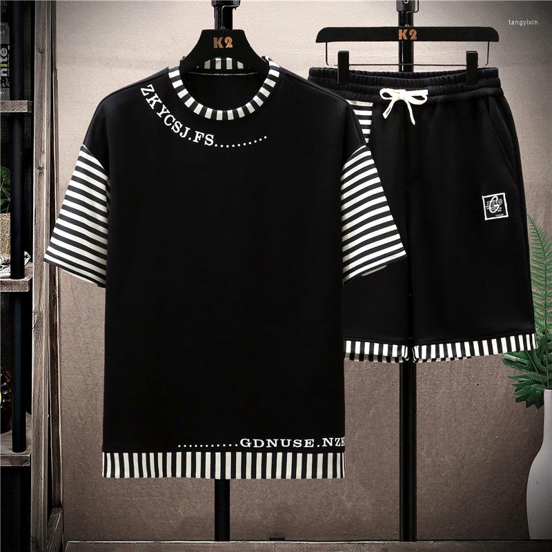 

Men's Tracksuits Fashion 2023 Summer Men's Two Piece Sets Casual T-Shirts And Shorts Pant Set Youth Sports Top Suit Short Sleeve Loose, White