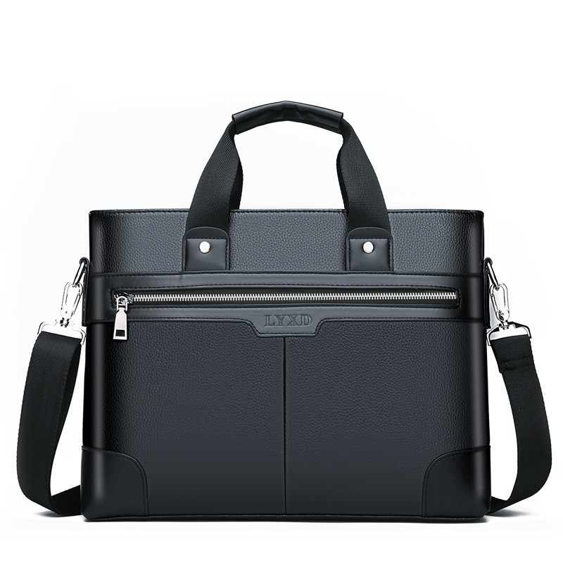 

New men's briefcase, European and American men's business commuter handbag, shoulder cross-body bag, Black