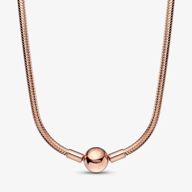 

Real Sterling Silver Snake Chain Necklace for Pandora Fashion Party Jewelry For Women Men Girlfriend Gift HIP HOP designer Necklaces with Original Box Set