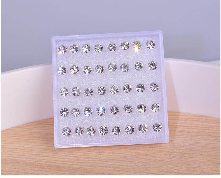 

Mixed wholesale (200pair/lot) 2~6mm diameter High imitation diamond earrings Inlaid diamond Super Shiny white Stud Resin material for allergy prevention Jewelry