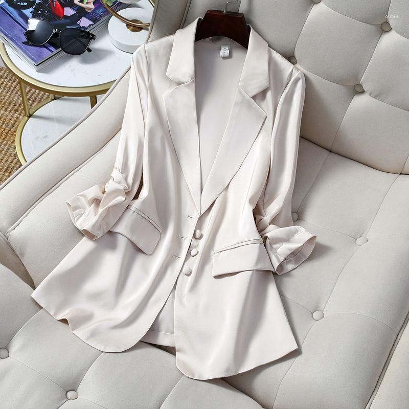 

Women's Suits Apricot Suit Women's Coat Spring Autumn 2023 Fashion Korean Long Sleeve Blazers Women Jacket Casual Office Ladies Blazer, Navy blue