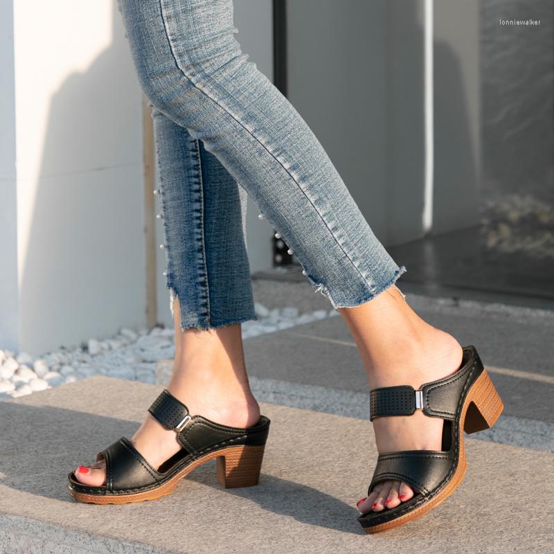 

Sandals High Quality For Women Summer Fashion Casual Open Toe Black Female Heels Ladies Wedding Party Office Shoes
