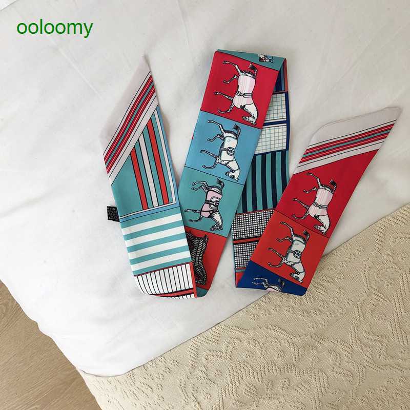 

Hemres Designer Cravat Wind Horse Cloak Imitation Silk Ribbon Binding Bag Small Scarf Decoration with t Strip Girl V1UH