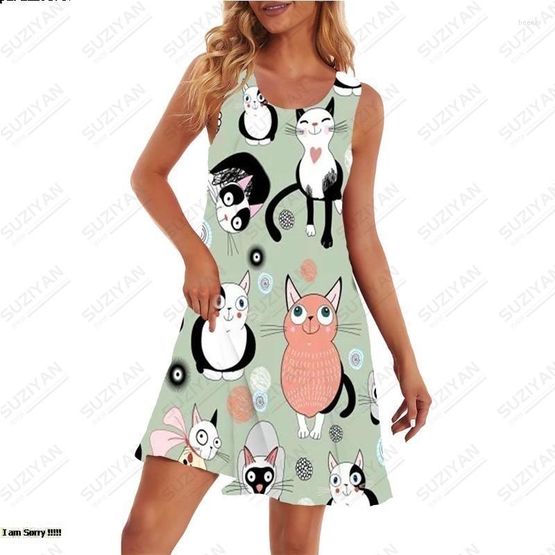 

Casual Dresses Fashion Women's Short Sleeves Round Neck Loose Large Sexy A-line Skirt 3D Printing Elegant Temperament Dress, Pm1448wh