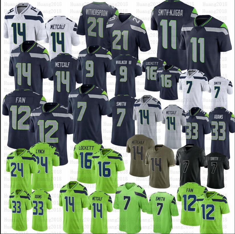 

7 Geno Smith Seahawks 11 Jaxon Smith-Njigba Football Jerseys 21 Devon Witherspoon DK Metcalf Tyler Lockett Jamal Adams Kenneth Walker III Lynch, Men