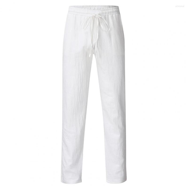 

Men's Pants Chic Sweatpants Quick Drying Long Straight Drawstring Men Track Side Pockets, White