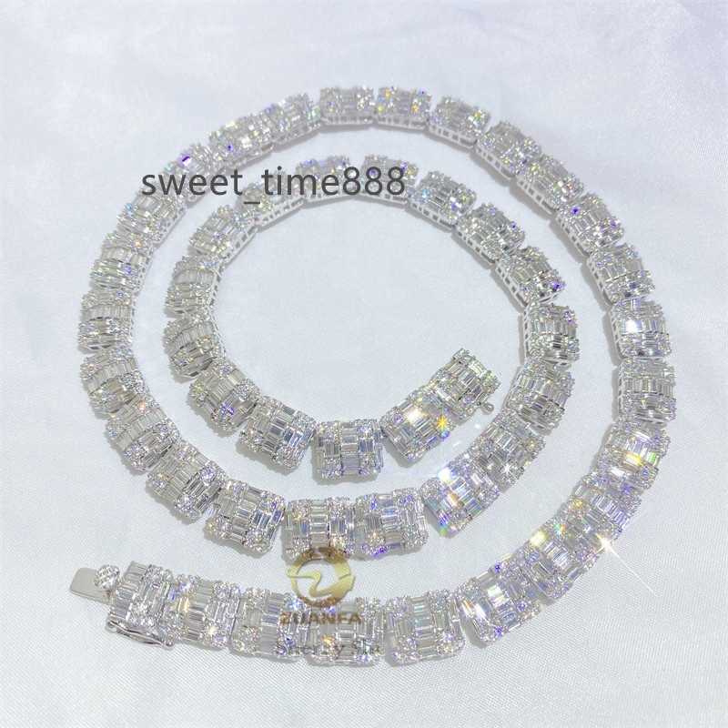 

custom made vvs moissanite 10mm iced out baguette diamond cluster tennis chain