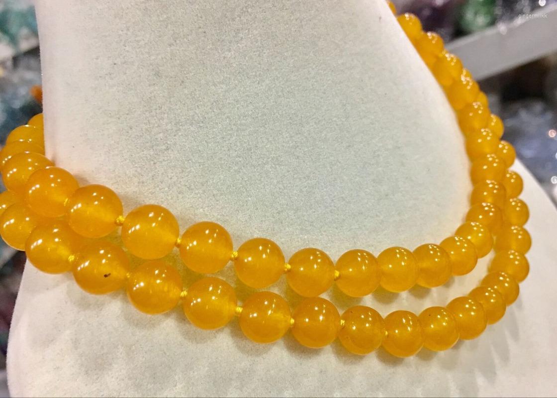 

Chains Elegant 10MM NATURAL Circular Yellow JADE NECKLACE 36''