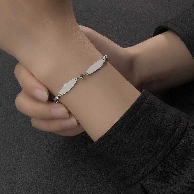 

Stainless Steel Connecting Multiple Oval Diamond Bracelet Simple Glossy Can Be Laser Sculpture Jewelry Wholesale