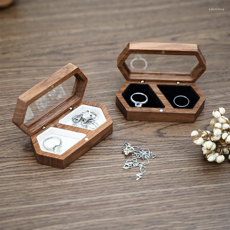 

Jewelry Pouches Ring Box Storage Engagement Wedding Ceremony Proposal Rustic Gift For Girl Walnut Wood