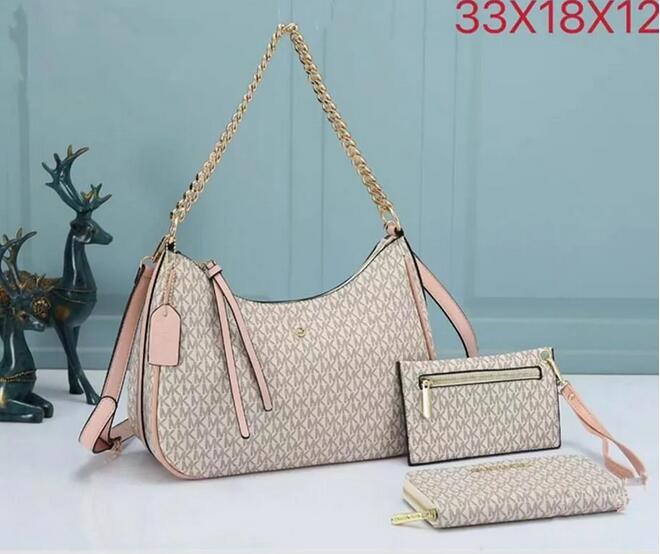 

famous fashion women 3pcs/set Large capacity designer bag top quality leather M K handbag lady clutch purse lady Crossbody shoulderbag tote bag female wallet M005