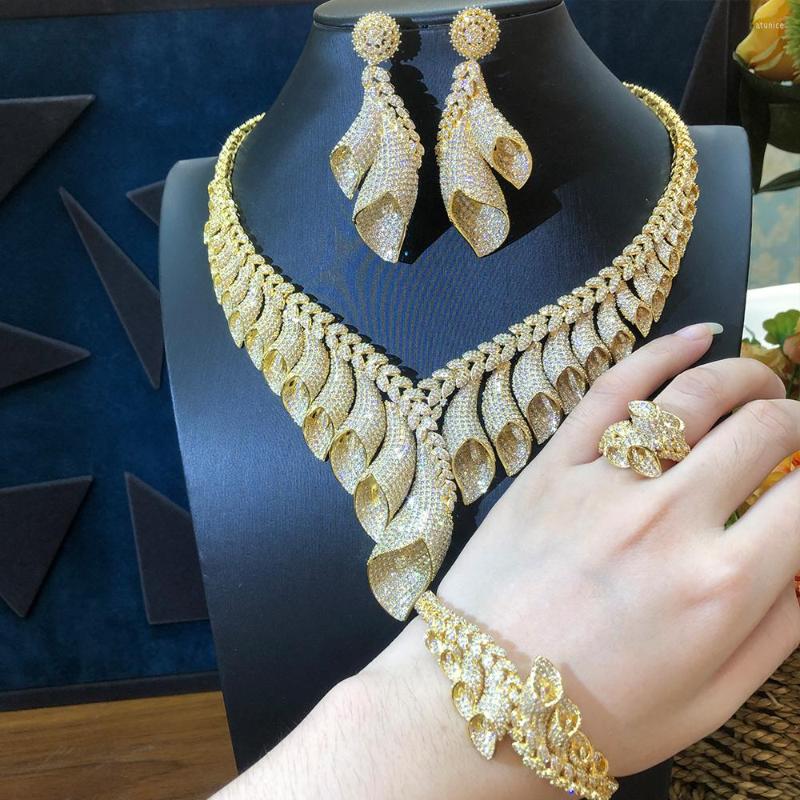 

Necklace Earrings Set KellyBola Bridal Noble Bracelet Ring Sets Wedding Engagement Dinner Party Jewelry Parure Bijoux Femme, Picture shown