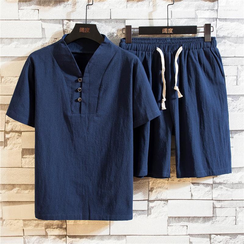 

Men's Tracksuits Shirt Men Camisa Jawaianas Hombre Linen Suit Ropa De Camisas Designer Clothes Spring And Summer, Black