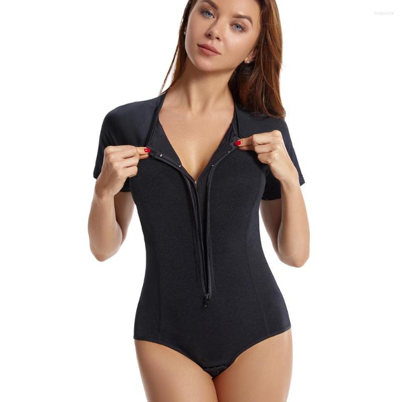 

Women' Shapers Traceless Short Sleeve Zipper One-piece Slimming Clothes Women Gather Abdominal Retraction Hip Lifting With Chest Pad, Black