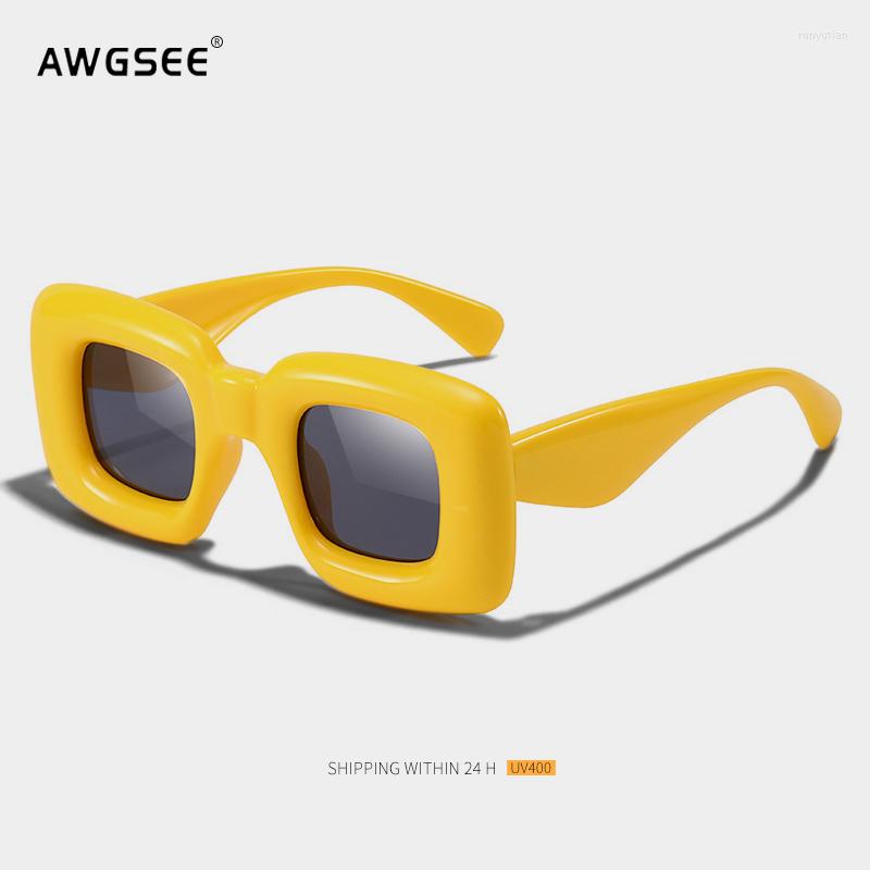 

Sunglasses AWGSEE Cute Square Inflated For Women Men Y2K Trendy Chunky Glasses Retro Thick Frame Funny Mask Shades UV400 A629