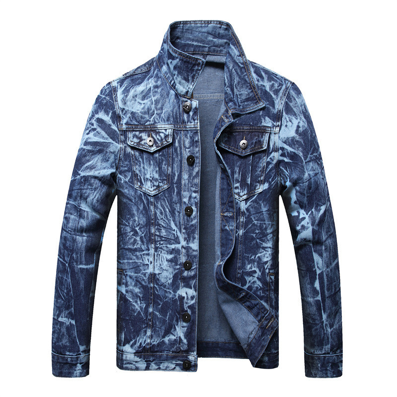 

Men's Jackets Men Tie and Dye Denim Jacket Casual Pockets Cotton Jean Coat Plus Size Outerwear 230509, Blue