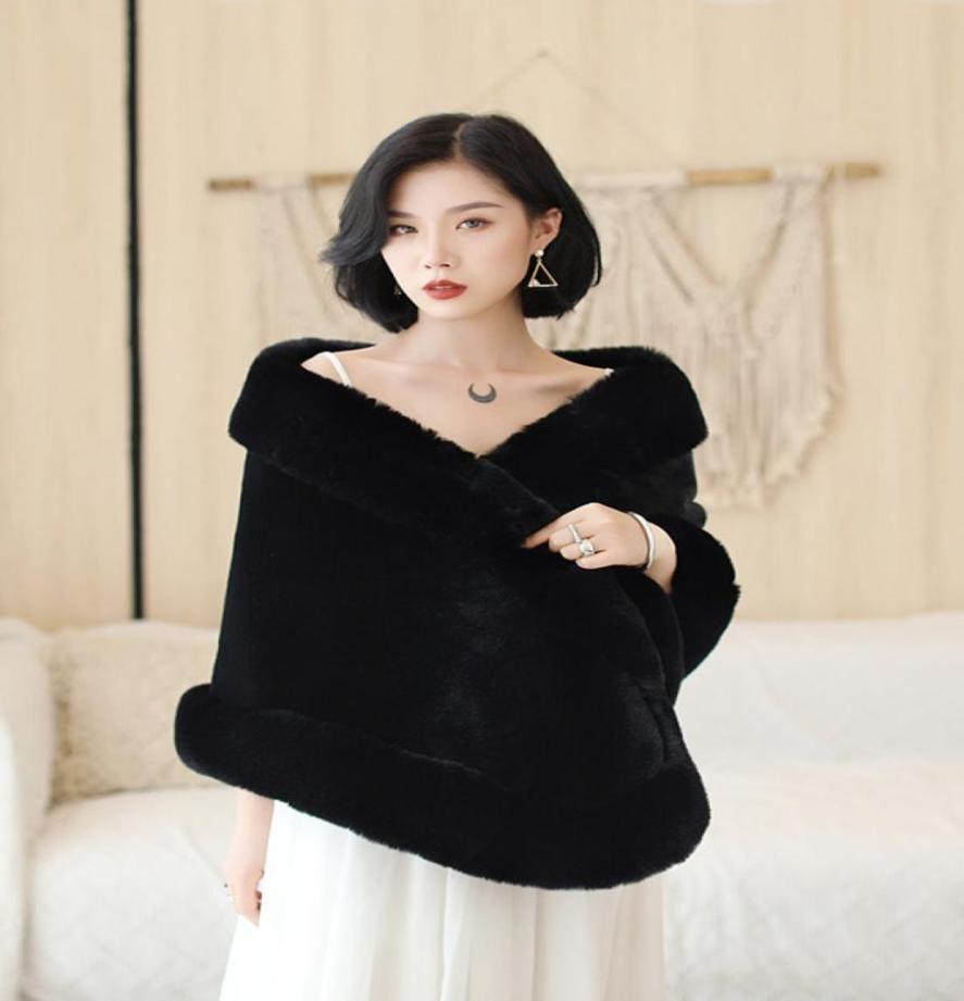 

Black Faux fur Women Bridal Wedding Party Shawl Shrug Jacket Cape Stole1139664