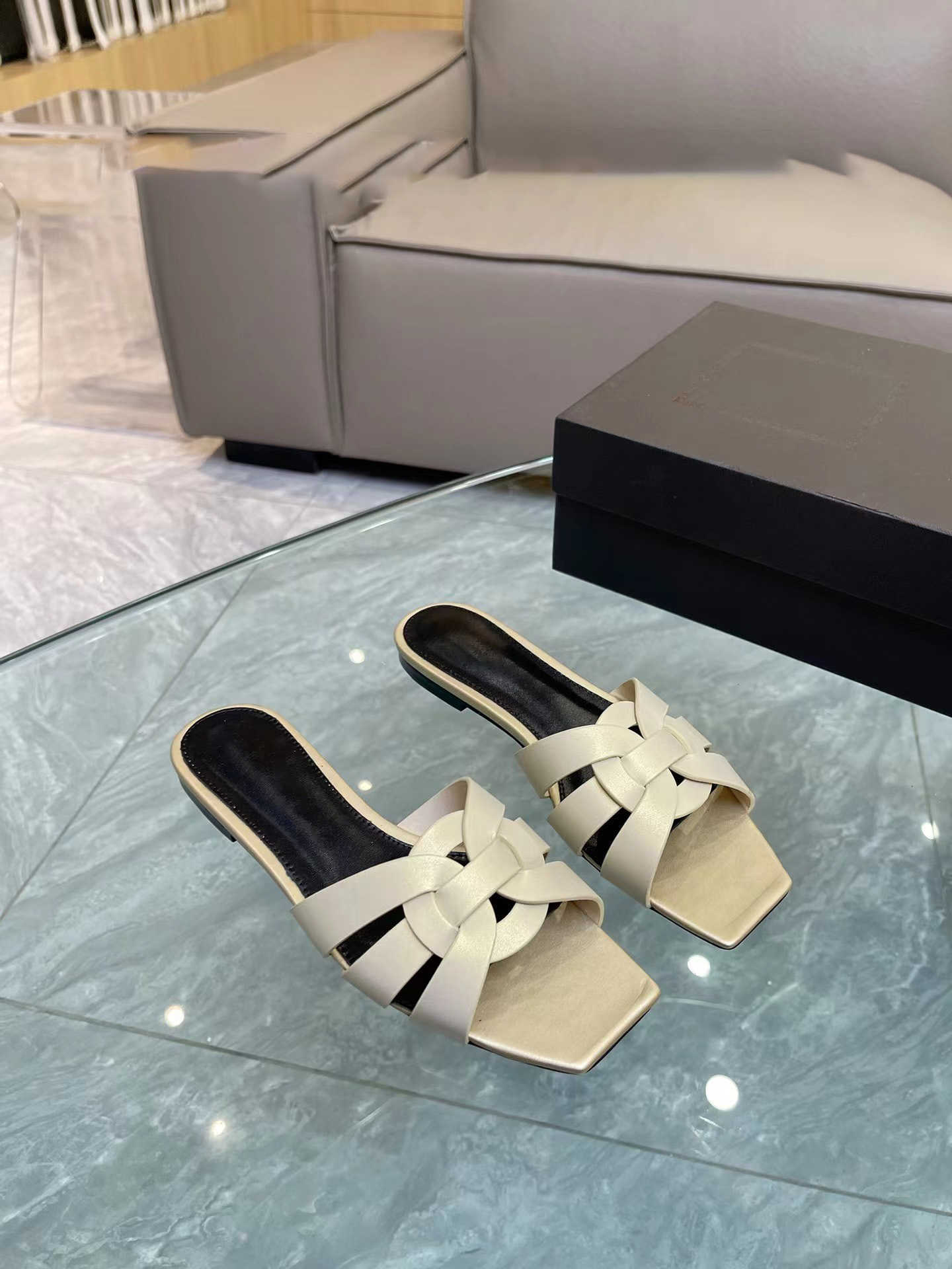 

2023 7A Women Slippers Designer Leather Sandals Summer Flat Sandals Flip Flop Crocodile Skin Slides Ladies Beach Sandal Slipper With Box