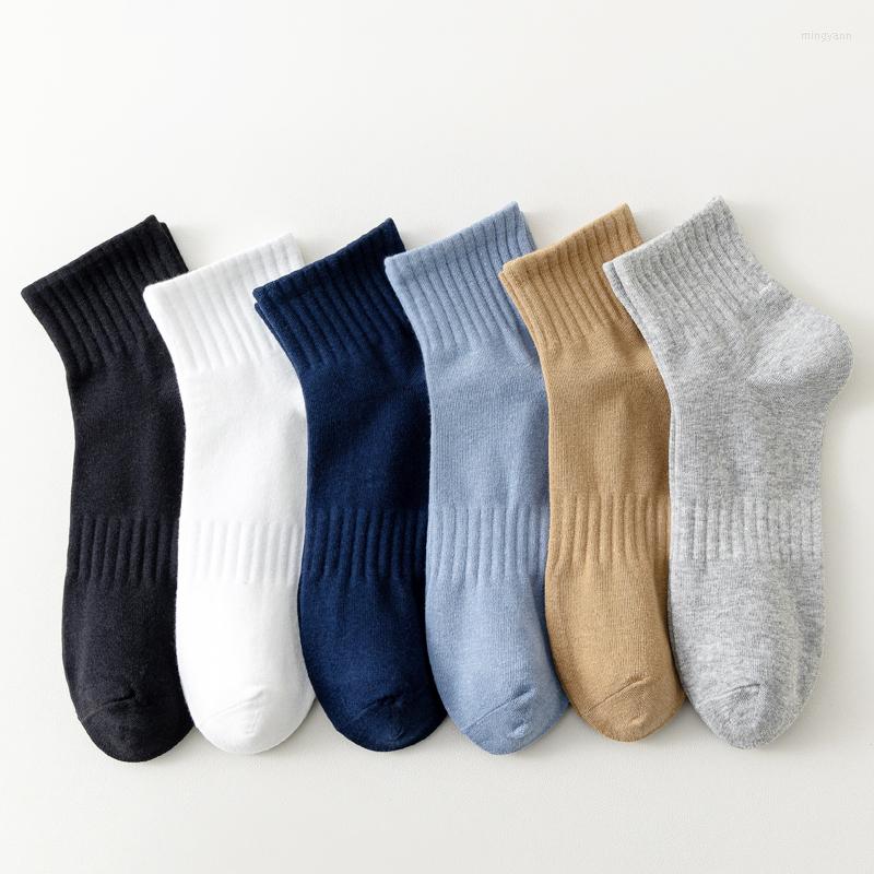 

Men's Socks 6 Pairs Men's Short Cotton With Waistband Non-slip Sports For Men Size 38-45, 3 black 3 white