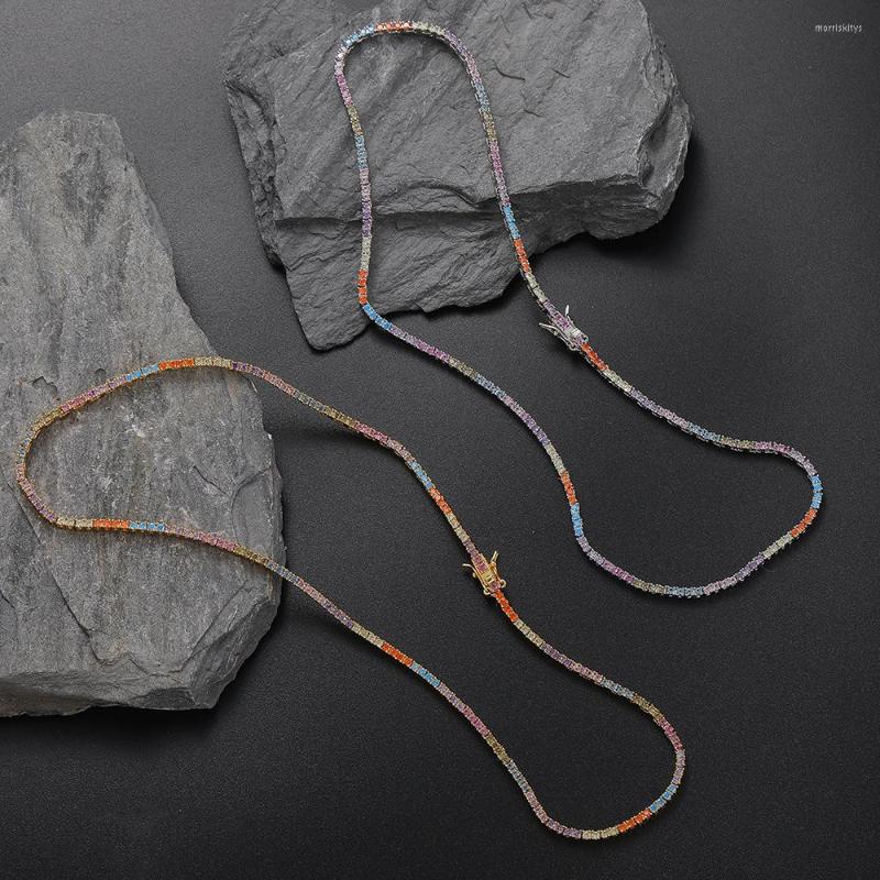 

Pendant Necklaces Hip Hop Necklace 2mm Colorful Four Claw Tennis Chain Ins Men And Women Wear Fashion Jewelry