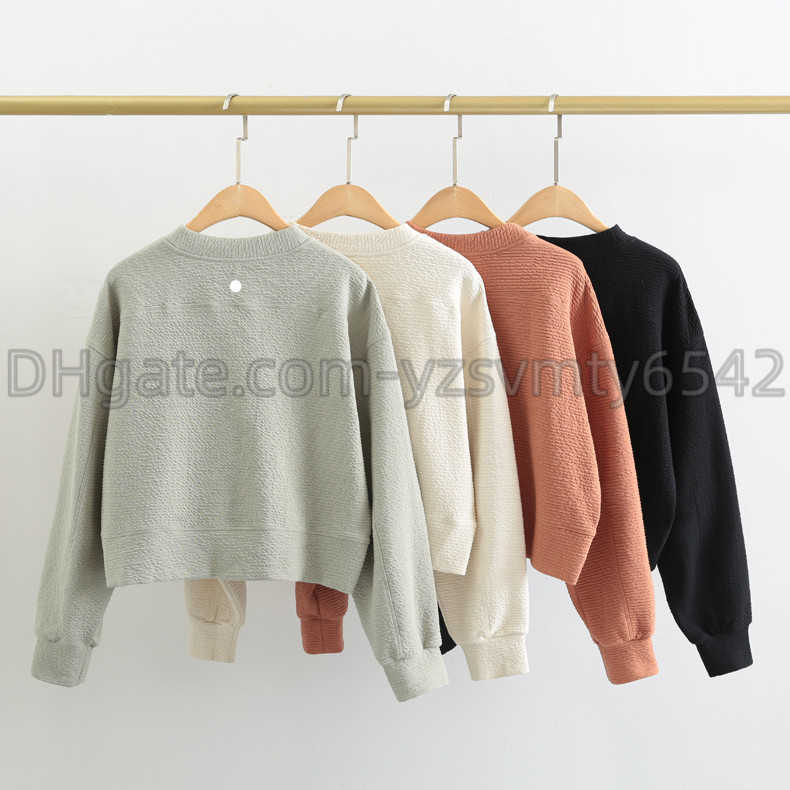 

LL122 Women's Yoga Causal Sweatshirts Loose Fit Long Sleeve Sweater Ladies Cotton Workout Athletic Gym Shirts Causal Clothing, Black