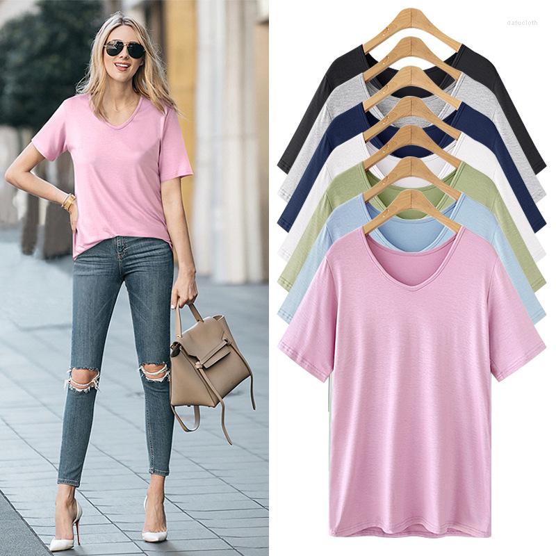 

Women's Blouses Summer Womens Cotton Modal Blouse Half Sleeve V-Neck Female Casual Loose, Sky blue