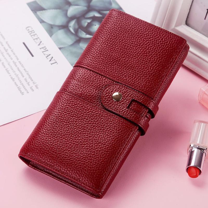 

Wallets KAVIS Long Design Genuine Leather Women Wallet Female Coin Purse Hasp Portomonee Clutch Lady Cell Phone Holder Bag Card, Red l