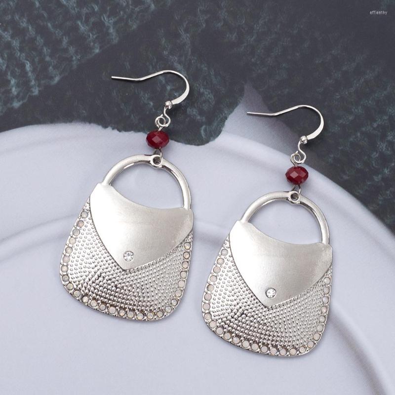

Dangle Earrings Fashion Metal Handbag Korean Style For Women Luxury Glass Rhinestone Color Matching Vintage Party Christmas Jewelry
