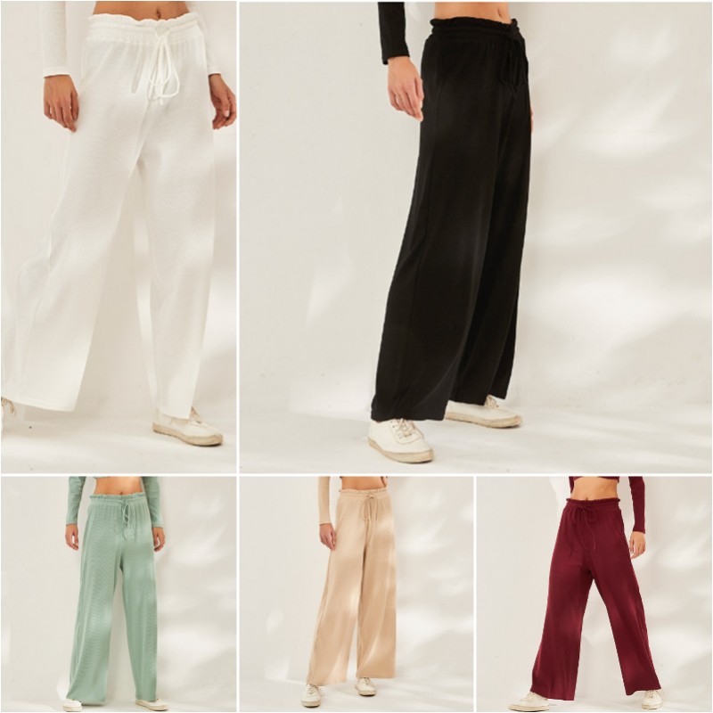 

Alo high-quality Yoga Sports Pants Women's Loose Breathable Wide Leg Yoga Pants Straight Drawstring Quick Dry Outdoor Running Casual Pants, 005