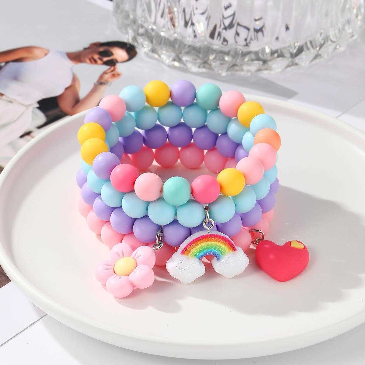 

Ins Bracelet Set Fashion Rainbow Strands Womens Bohemian Beaded
