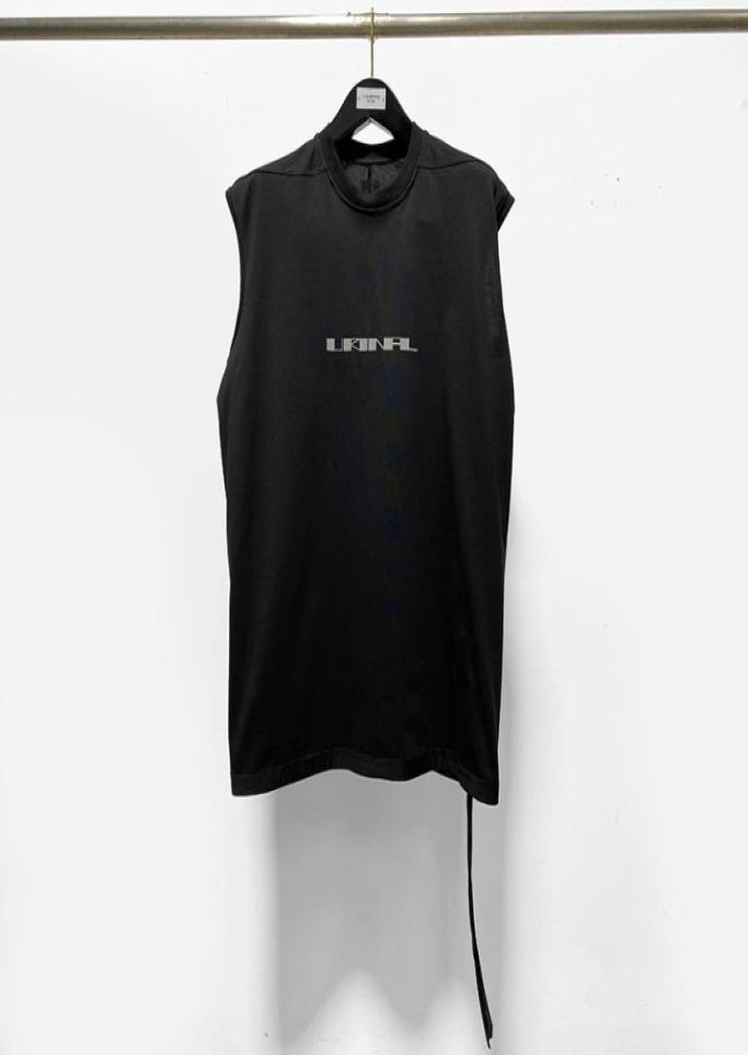 

2023Fashion Brand Rick Sleeveless Men Tank Tops Owens Tags Oversized Designer Cotton Sleeveless Tops Men Tops Hiphop Streetwear7020207, Black