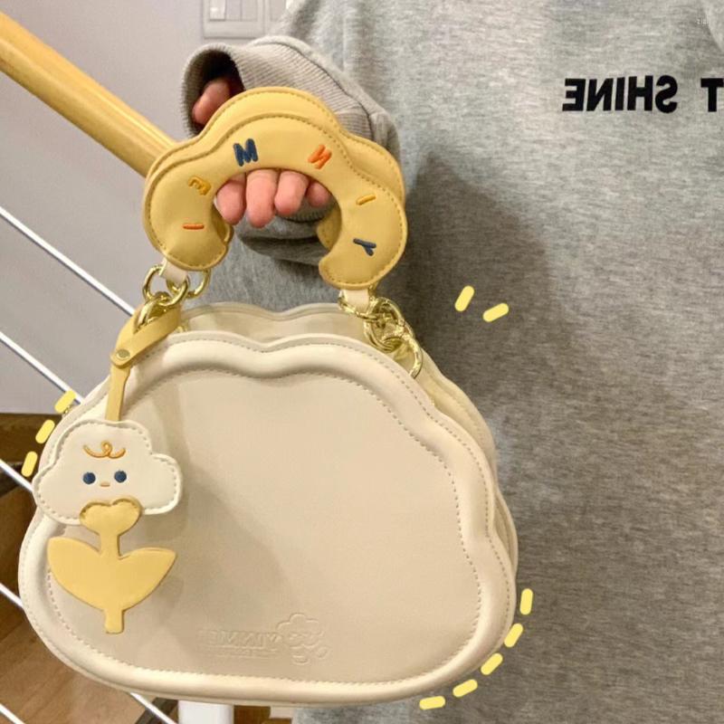 

Evening Bags Cute Top-handle Shoulder For Women Solid Color Ladies Small Tote Purse Crossbody Bag Simple Design Female Flower Handbags, White