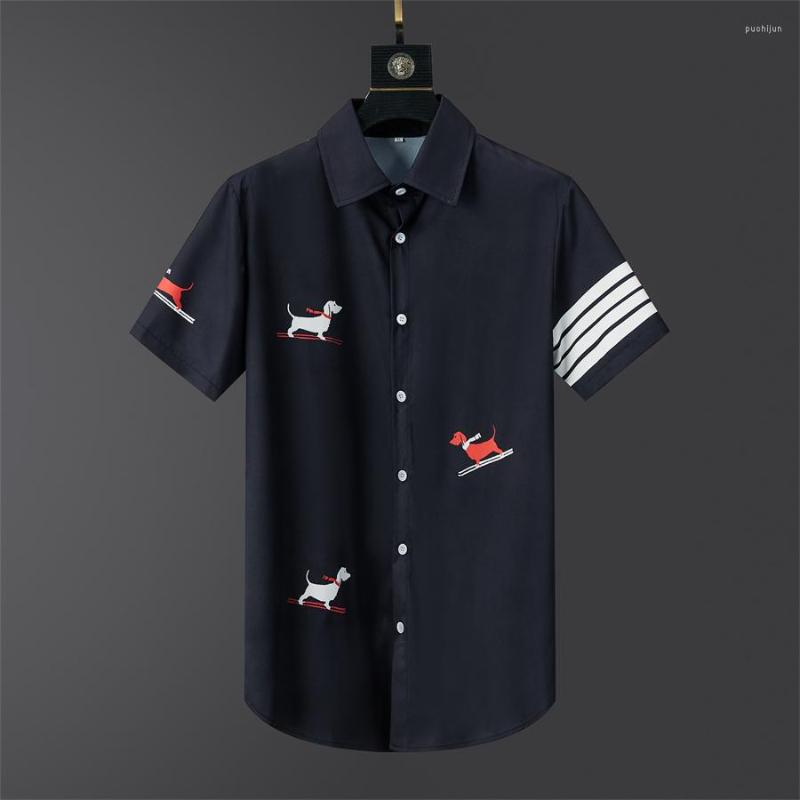 

Men's Casual Shirts 2023 Men Clothing Mens Designer Clothes Blouses Polo Camisas De Hombre Korea Fashion Short Sleeves Tops Plus Size, Black