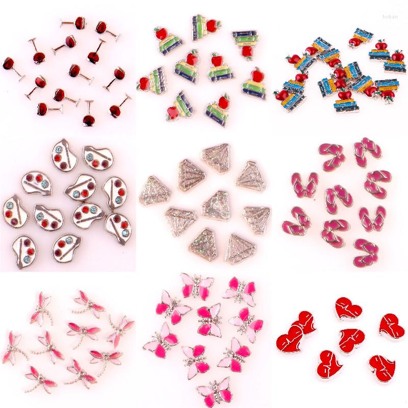 

Charms 20Pcs/Lot Mix Animal Butterfly Dragonfly Floating Red Wine Pendant For Living Locket Necklaces Jewelry Making