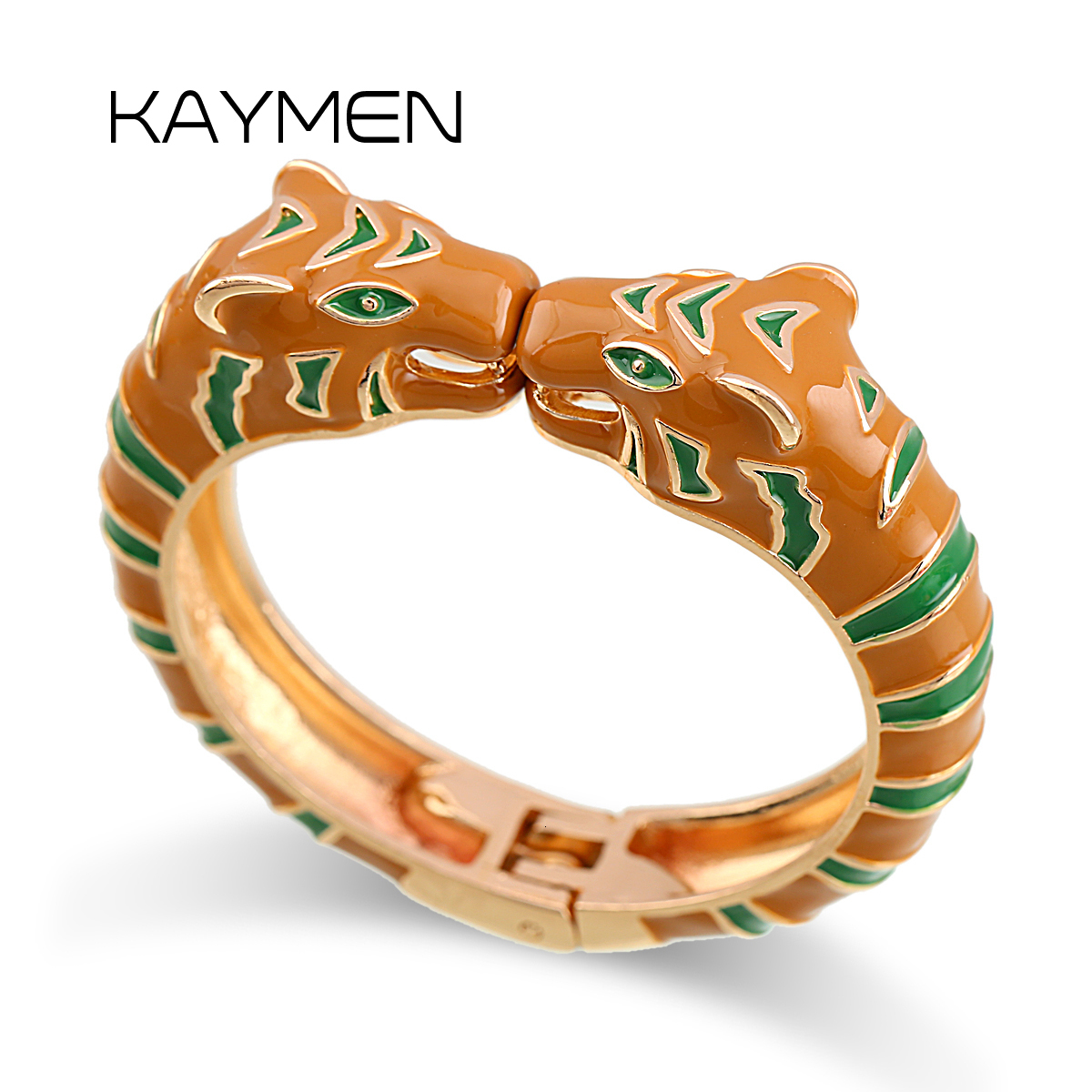 

Charm Bracelets KAYMEN st Enamel Colorful Tiger Bangle Cuff Bracelet for Women Girls Statement Multicolor Fashion Jewelry 15 Colors 230508