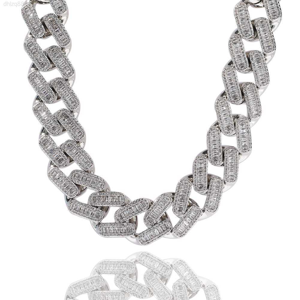 

20mm Hiphop Iced Baguette Zircon Bling Diamond Shape Thick Cuban Chain