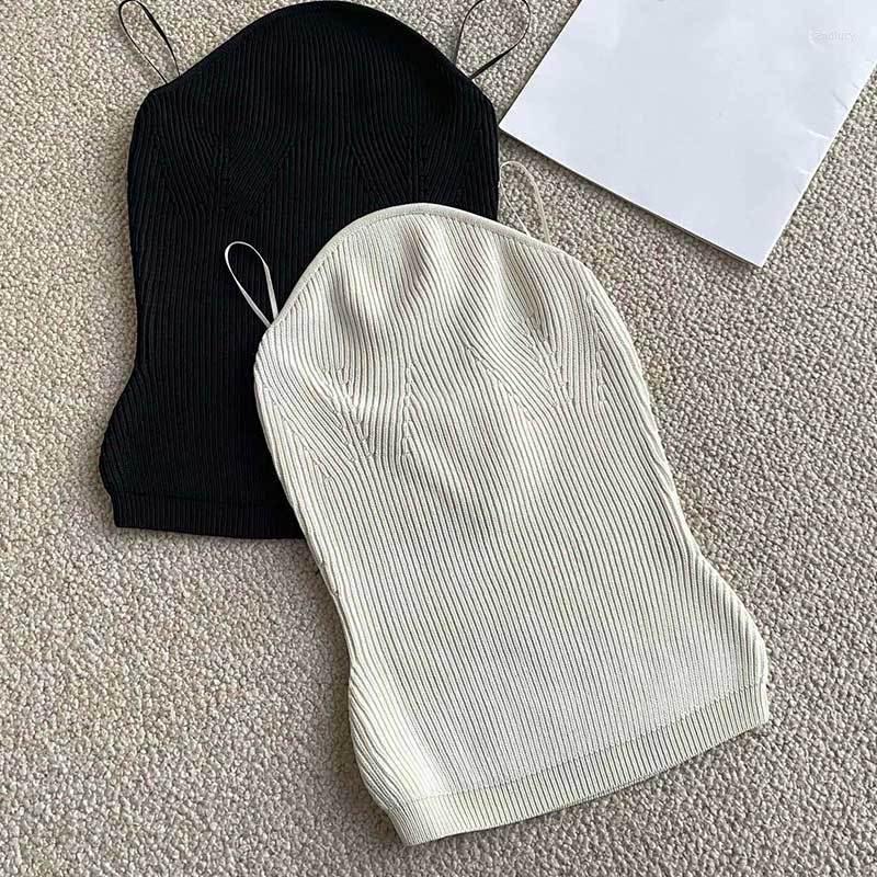 

Women's Tanks 23Summer Solid Knitted Tube Tops Fashion Runway Simple Slimming Strapless Top Sexy Elegant Women High Quality Clothes 2Color, Beige