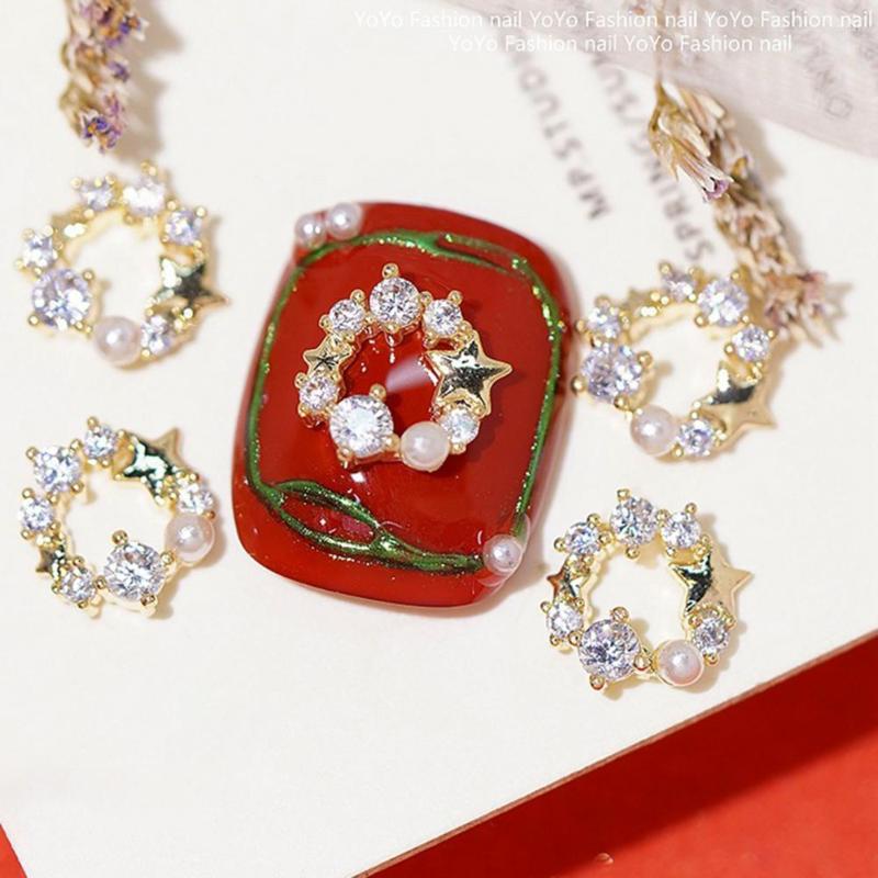 

Nail Art Decorations 5Pcs Shining Sparkling Decorative Garland Bowknot Faux Pearl Zircon Charms Decors For Salon