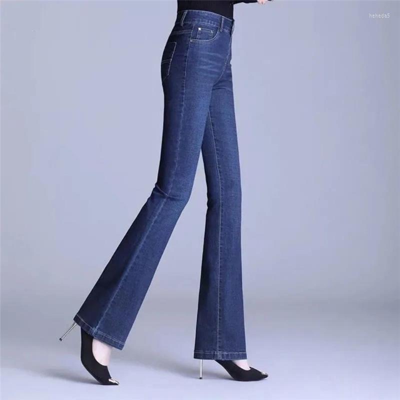 

Women's Jeans 2023 Women High Waist Casual Slim Denim Flared Pants Elegant Style Bell Bottom Trousers Female Office Classic, Light blue