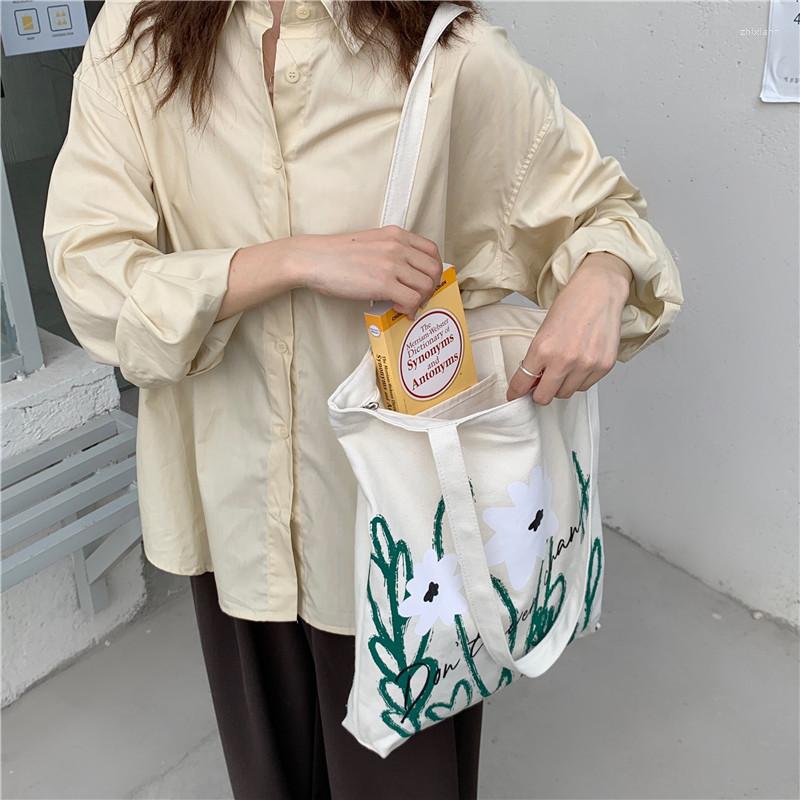

Evening Bags Summer Fresh Shoulder Bag Simple Design Cute Chamomile Printed Tote Large Capacity Canvas For Lady Women Shopping